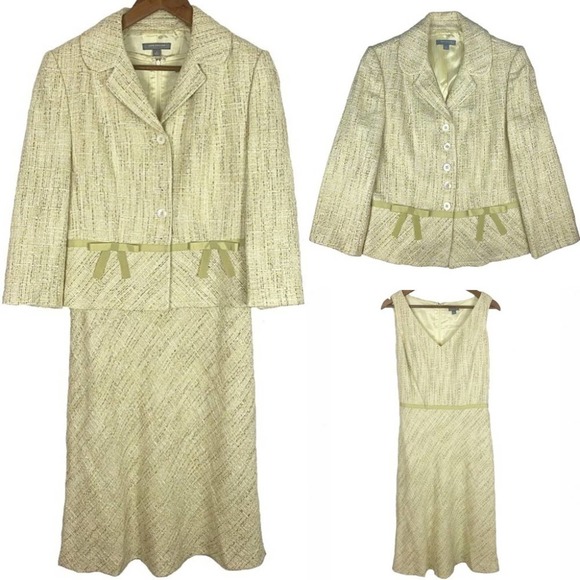 Ann Taylor Boucle Tweed Blazer Dress 2-Piece Suit - Picture 2 of 14
